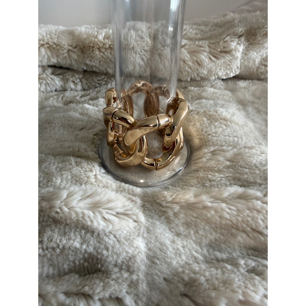 Chunky Gold Tone Oversized Chain Link Stretch Bracelet Bold‎ Wide Cuff Bangle
